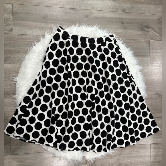 Who What Wear Black and White Polka Dot A-Line Skirt Size 12 - Picture 1 of 7